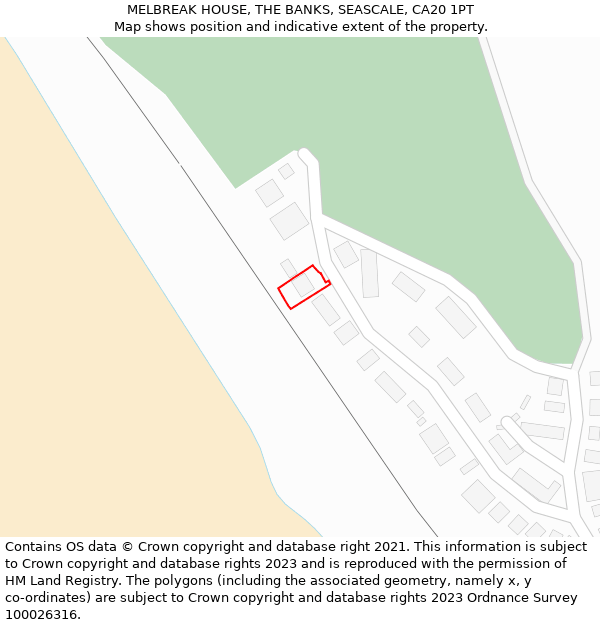 MELBREAK HOUSE, THE BANKS, SEASCALE, CA20 1PT: Location map and indicative extent of plot