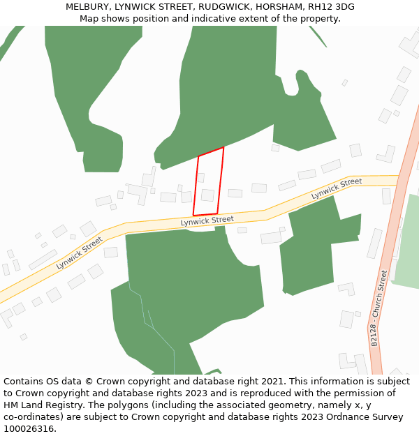 MELBURY, LYNWICK STREET, RUDGWICK, HORSHAM, RH12 3DG: Location map and indicative extent of plot