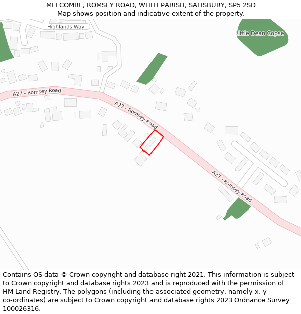 MELCOMBE, ROMSEY ROAD, WHITEPARISH, SALISBURY, SP5 2SD: Location map and indicative extent of plot