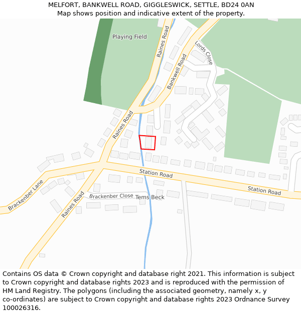 MELFORT, BANKWELL ROAD, GIGGLESWICK, SETTLE, BD24 0AN: Location map and indicative extent of plot