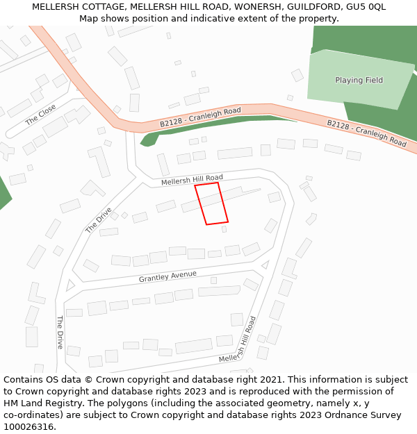 MELLERSH COTTAGE, MELLERSH HILL ROAD, WONERSH, GUILDFORD, GU5 0QL: Location map and indicative extent of plot