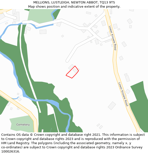 MELLIONS, LUSTLEIGH, NEWTON ABBOT, TQ13 9TS: Location map and indicative extent of plot