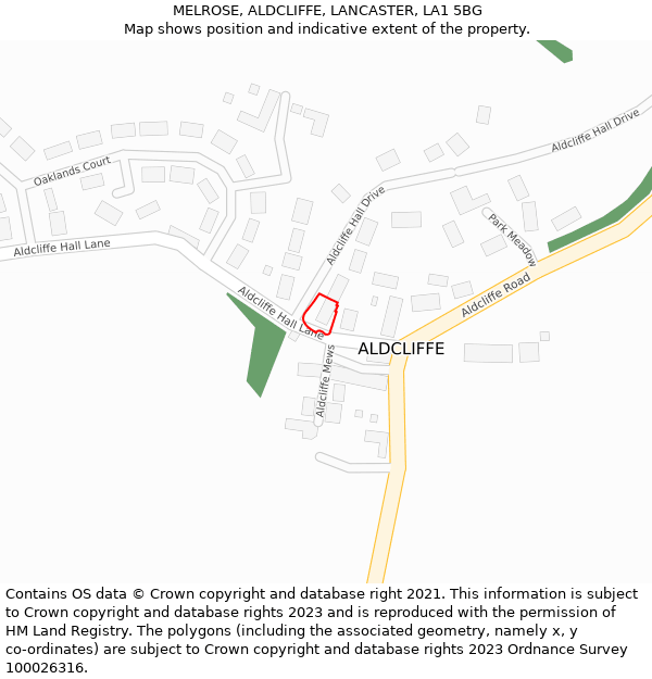 MELROSE, ALDCLIFFE, LANCASTER, LA1 5BG: Location map and indicative extent of plot