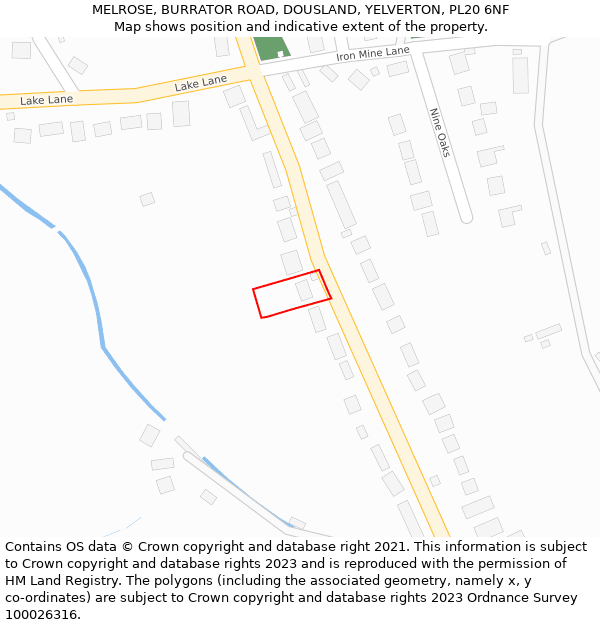 MELROSE, BURRATOR ROAD, DOUSLAND, YELVERTON, PL20 6NF: Location map and indicative extent of plot