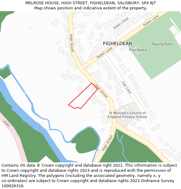 MELROSE HOUSE, HIGH STREET, FIGHELDEAN, SALISBURY, SP4 8JT: Location map and indicative extent of plot