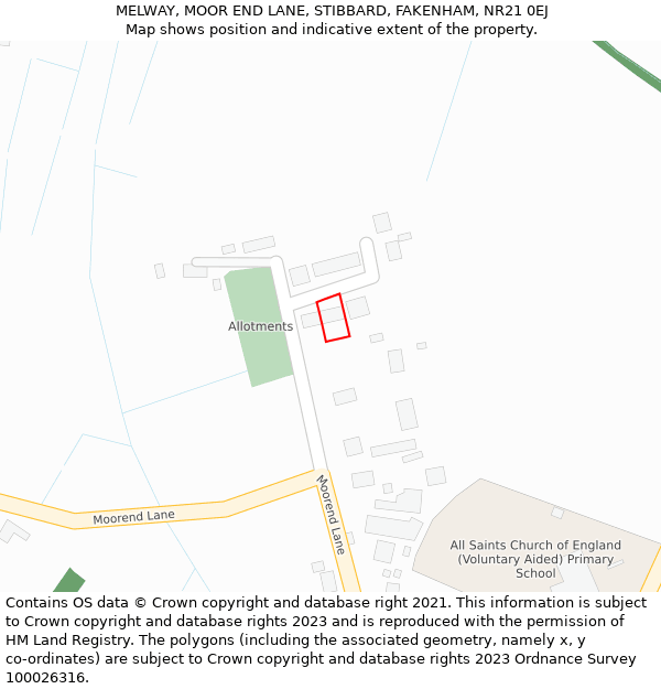 MELWAY, MOOR END LANE, STIBBARD, FAKENHAM, NR21 0EJ: Location map and indicative extent of plot