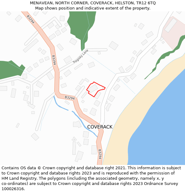 MENAVEAN, NORTH CORNER, COVERACK, HELSTON, TR12 6TQ: Location map and indicative extent of plot