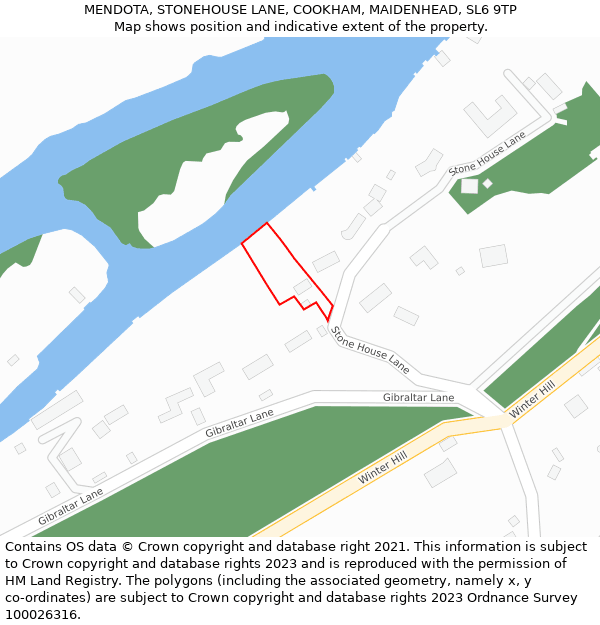 MENDOTA, STONEHOUSE LANE, COOKHAM, MAIDENHEAD, SL6 9TP: Location map and indicative extent of plot