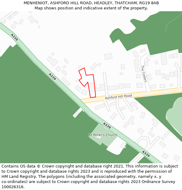 MENHENIOT, ASHFORD HILL ROAD, HEADLEY, THATCHAM, RG19 8AB: Location map and indicative extent of plot