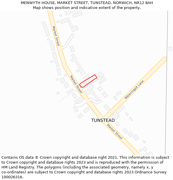 MENWYTH HOUSE, MARKET STREET, TUNSTEAD, NORWICH, NR12 8AH: Location map and indicative extent of plot