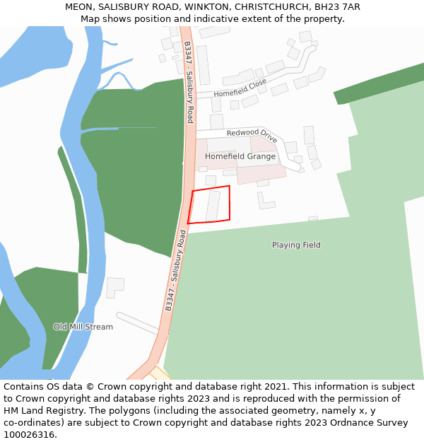 MEON, SALISBURY ROAD, WINKTON, CHRISTCHURCH, BH23 7AR: Location map and indicative extent of plot