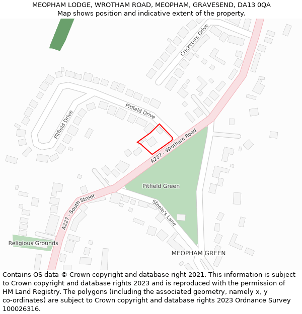 MEOPHAM LODGE, WROTHAM ROAD, MEOPHAM, GRAVESEND, DA13 0QA: Location map and indicative extent of plot