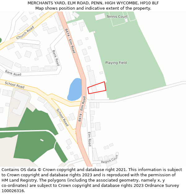 MERCHANTS YARD, ELM ROAD, PENN, HIGH WYCOMBE, HP10 8LF: Location map and indicative extent of plot