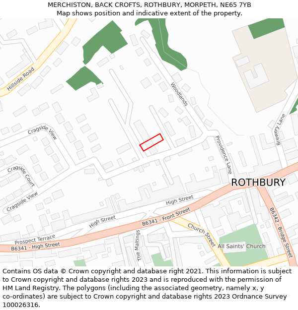 MERCHISTON, BACK CROFTS, ROTHBURY, MORPETH, NE65 7YB: Location map and indicative extent of plot