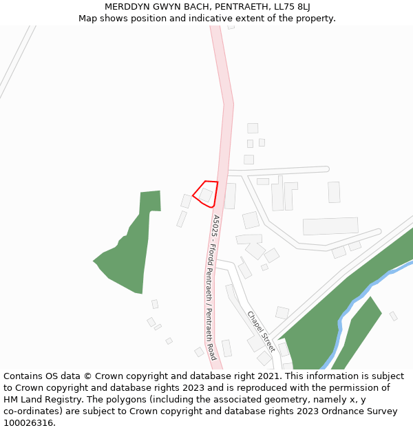 MERDDYN GWYN BACH, PENTRAETH, LL75 8LJ: Location map and indicative extent of plot