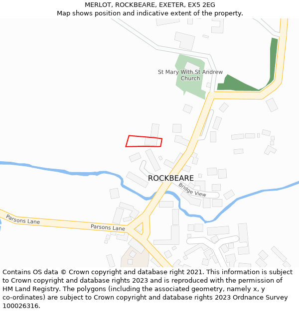 MERLOT, ROCKBEARE, EXETER, EX5 2EG: Location map and indicative extent of plot