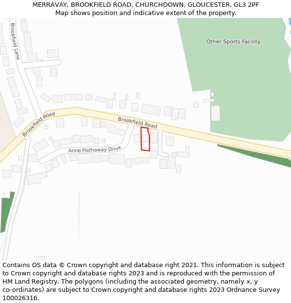 MERRAVAY, BROOKFIELD ROAD, CHURCHDOWN, GLOUCESTER, GL3 2PF: Location map and indicative extent of plot