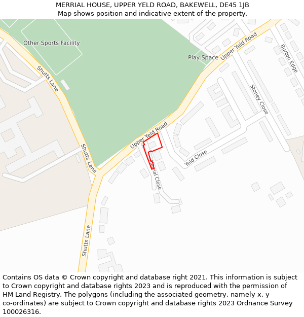 MERRIAL HOUSE, UPPER YELD ROAD, BAKEWELL, DE45 1JB: Location map and indicative extent of plot