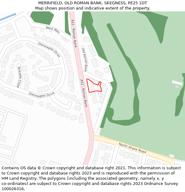 MERRIFIELD, OLD ROMAN BANK, SKEGNESS, PE25 1DT: Location map and indicative extent of plot