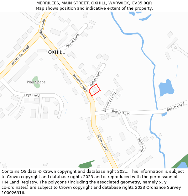 MERRILEES, MAIN STREET, OXHILL, WARWICK, CV35 0QR: Location map and indicative extent of plot