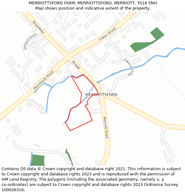 MERRIOTTSFORD FARM, MERRIOTTSFORD, MERRIOTT, TA16 5NH: Location map and indicative extent of plot