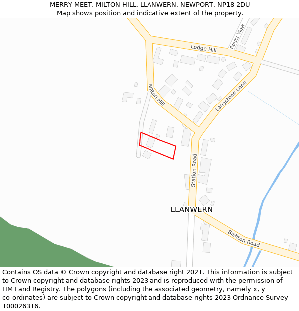 MERRY MEET, MILTON HILL, LLANWERN, NEWPORT, NP18 2DU: Location map and indicative extent of plot