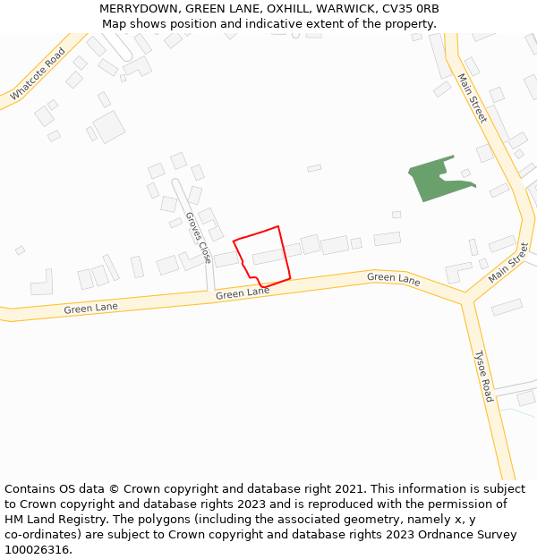 MERRYDOWN, GREEN LANE, OXHILL, WARWICK, CV35 0RB: Location map and indicative extent of plot