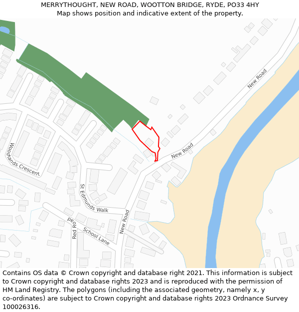 MERRYTHOUGHT, NEW ROAD, WOOTTON BRIDGE, RYDE, PO33 4HY: Location map and indicative extent of plot