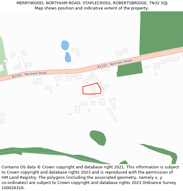 MERRYWOOD, NORTHIAM ROAD, STAPLECROSS, ROBERTSBRIDGE, TN32 5QJ: Location map and indicative extent of plot