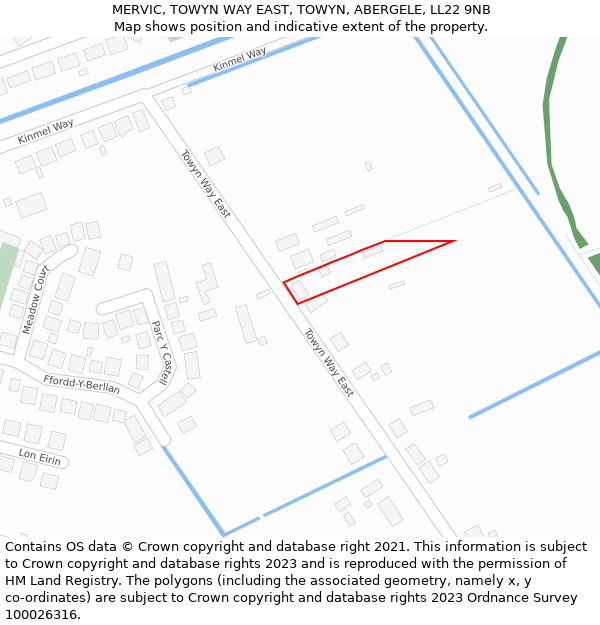 MERVIC, TOWYN WAY EAST, TOWYN, ABERGELE, LL22 9NB: Location map and indicative extent of plot