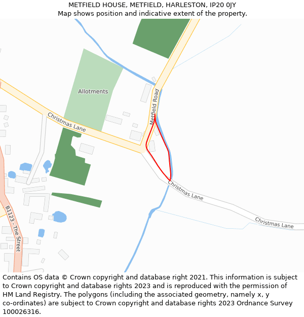 METFIELD HOUSE, METFIELD, HARLESTON, IP20 0JY: Location map and indicative extent of plot