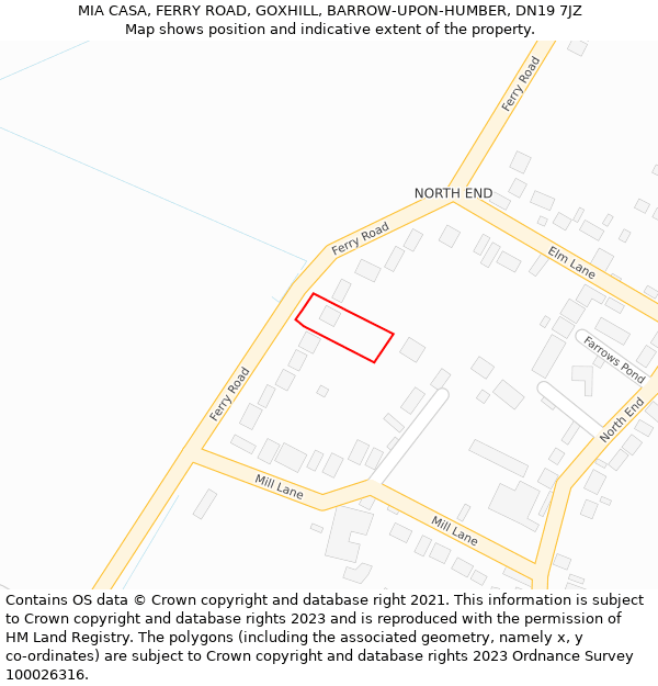 MIA CASA, FERRY ROAD, GOXHILL, BARROW-UPON-HUMBER, DN19 7JZ: Location map and indicative extent of plot