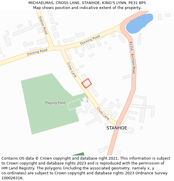 MICHAELMAS, CROSS LANE, STANHOE, KING'S LYNN, PE31 8PS: Location map and indicative extent of plot