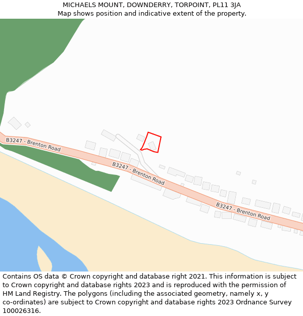 MICHAELS MOUNT, DOWNDERRY, TORPOINT, PL11 3JA: Location map and indicative extent of plot