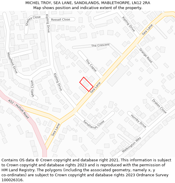 MICHEL TROY, SEA LANE, SANDILANDS, MABLETHORPE, LN12 2RA: Location map and indicative extent of plot