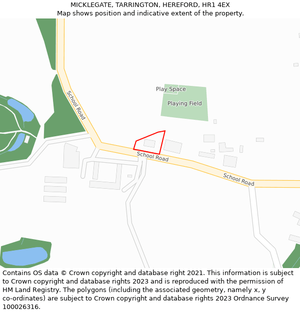 MICKLEGATE, TARRINGTON, HEREFORD, HR1 4EX: Location map and indicative extent of plot