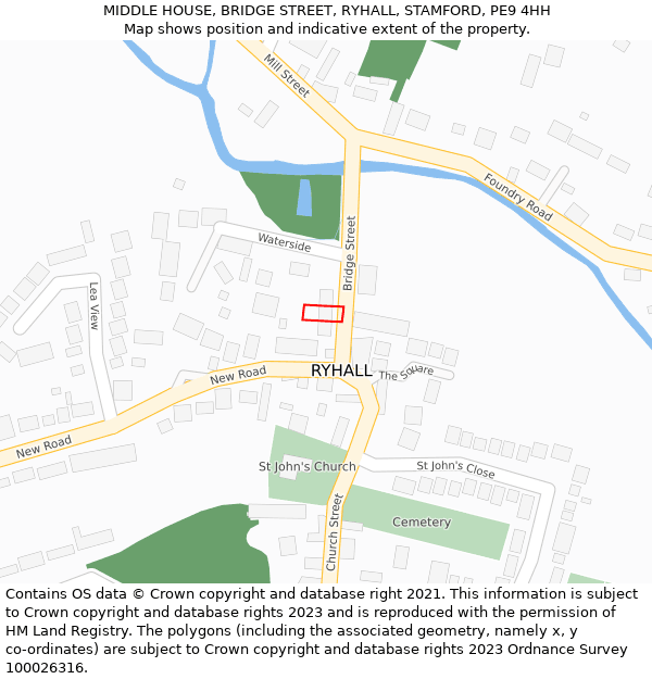 MIDDLE HOUSE, BRIDGE STREET, RYHALL, STAMFORD, PE9 4HH: Location map and indicative extent of plot