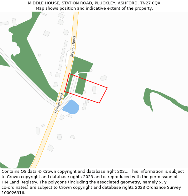MIDDLE HOUSE, STATION ROAD, PLUCKLEY, ASHFORD, TN27 0QX: Location map and indicative extent of plot