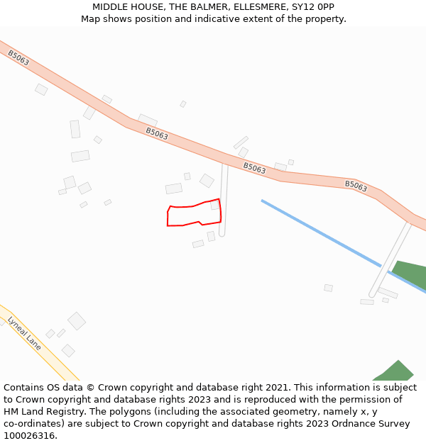 MIDDLE HOUSE, THE BALMER, ELLESMERE, SY12 0PP: Location map and indicative extent of plot