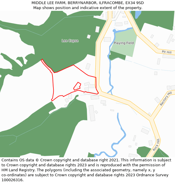 MIDDLE LEE FARM, BERRYNARBOR, ILFRACOMBE, EX34 9SD: Location map and indicative extent of plot