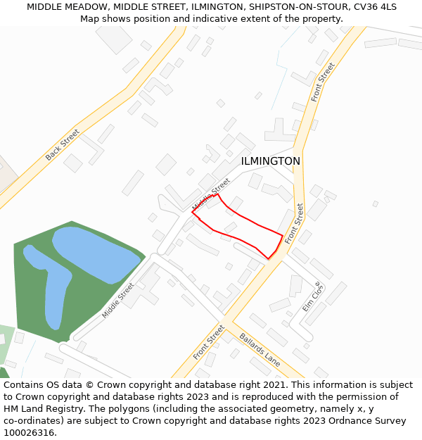 MIDDLE MEADOW, MIDDLE STREET, ILMINGTON, SHIPSTON-ON-STOUR, CV36 4LS: Location map and indicative extent of plot