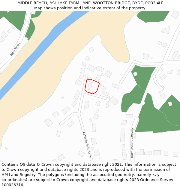 MIDDLE REACH, ASHLAKE FARM LANE, WOOTTON BRIDGE, RYDE, PO33 4LF: Location map and indicative extent of plot