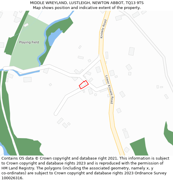 MIDDLE WREYLAND, LUSTLEIGH, NEWTON ABBOT, TQ13 9TS: Location map and indicative extent of plot