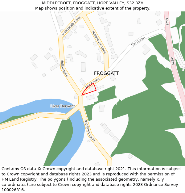 MIDDLECROFT, FROGGATT, HOPE VALLEY, S32 3ZA: Location map and indicative extent of plot