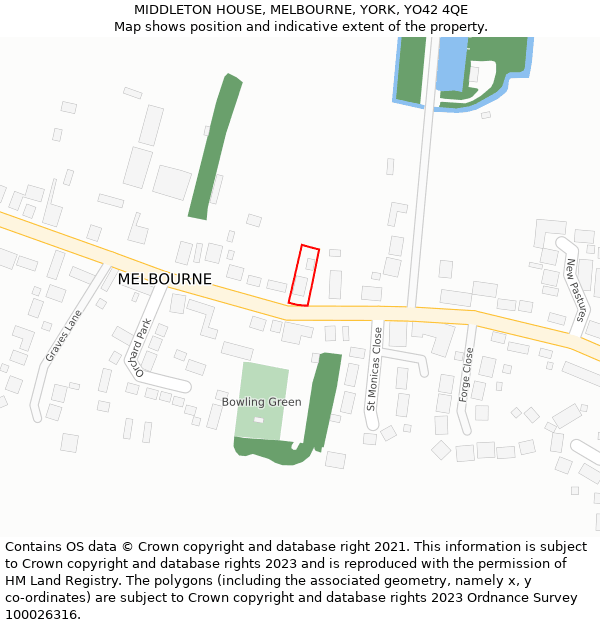 MIDDLETON HOUSE, MELBOURNE, YORK, YO42 4QE: Location map and indicative extent of plot