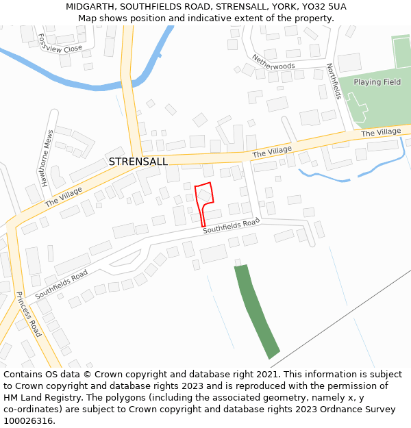 MIDGARTH, SOUTHFIELDS ROAD, STRENSALL, YORK, YO32 5UA: Location map and indicative extent of plot