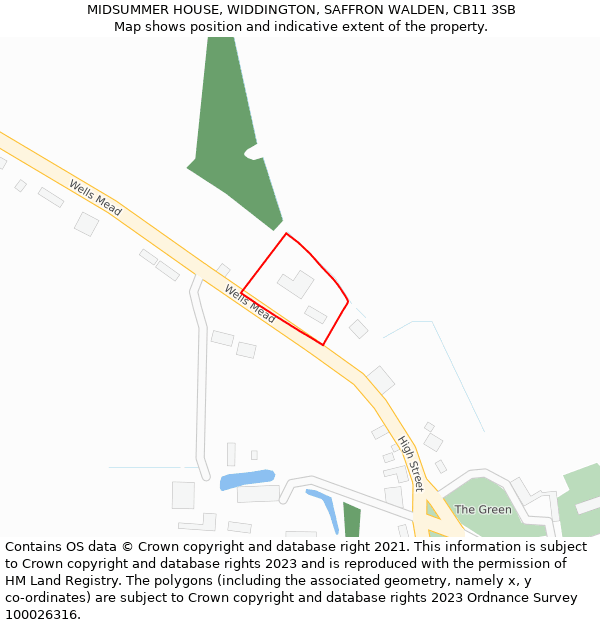 MIDSUMMER HOUSE, WIDDINGTON, SAFFRON WALDEN, CB11 3SB: Location map and indicative extent of plot