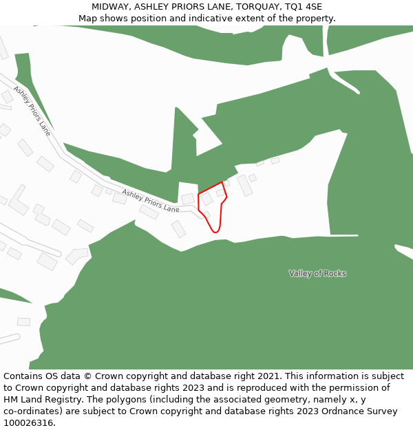 MIDWAY, ASHLEY PRIORS LANE, TORQUAY, TQ1 4SE: Location map and indicative extent of plot