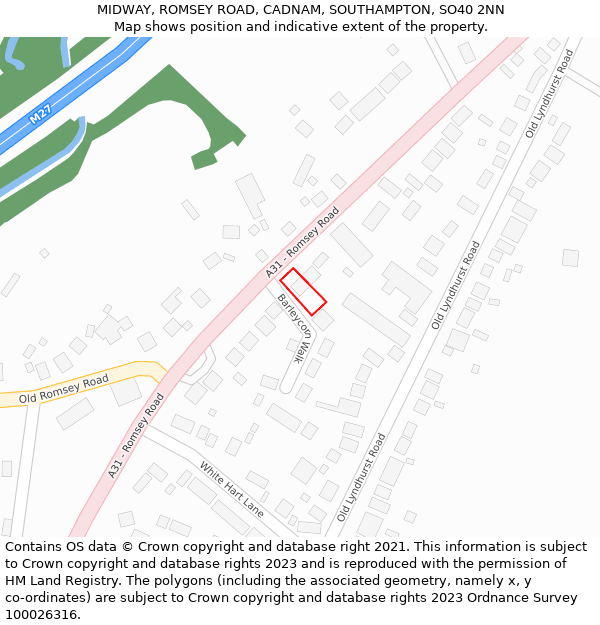 MIDWAY, ROMSEY ROAD, CADNAM, SOUTHAMPTON, SO40 2NN: Location map and indicative extent of plot