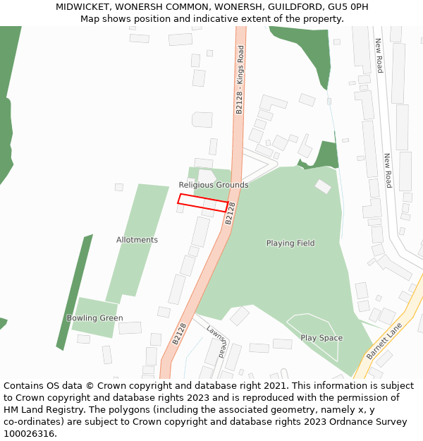 MIDWICKET, WONERSH COMMON, WONERSH, GUILDFORD, GU5 0PH: Location map and indicative extent of plot